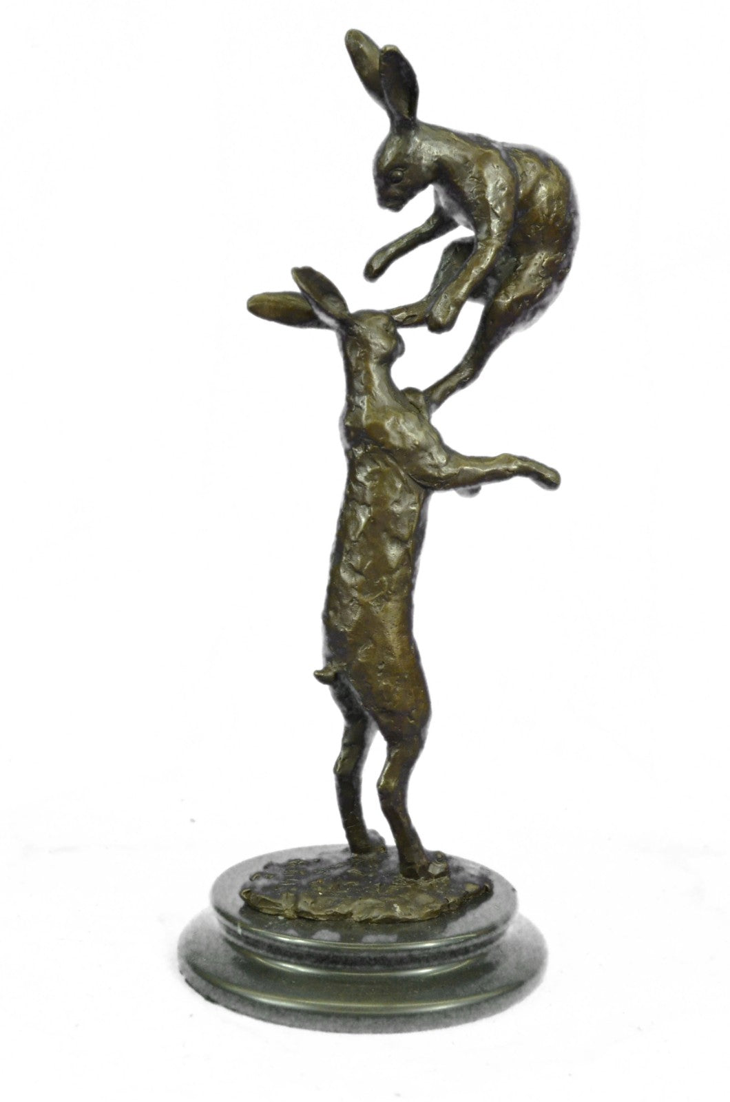 Art Deco Vienna Bronze Boxing Hares Sculpture Marble Base Figurine Figure Deal