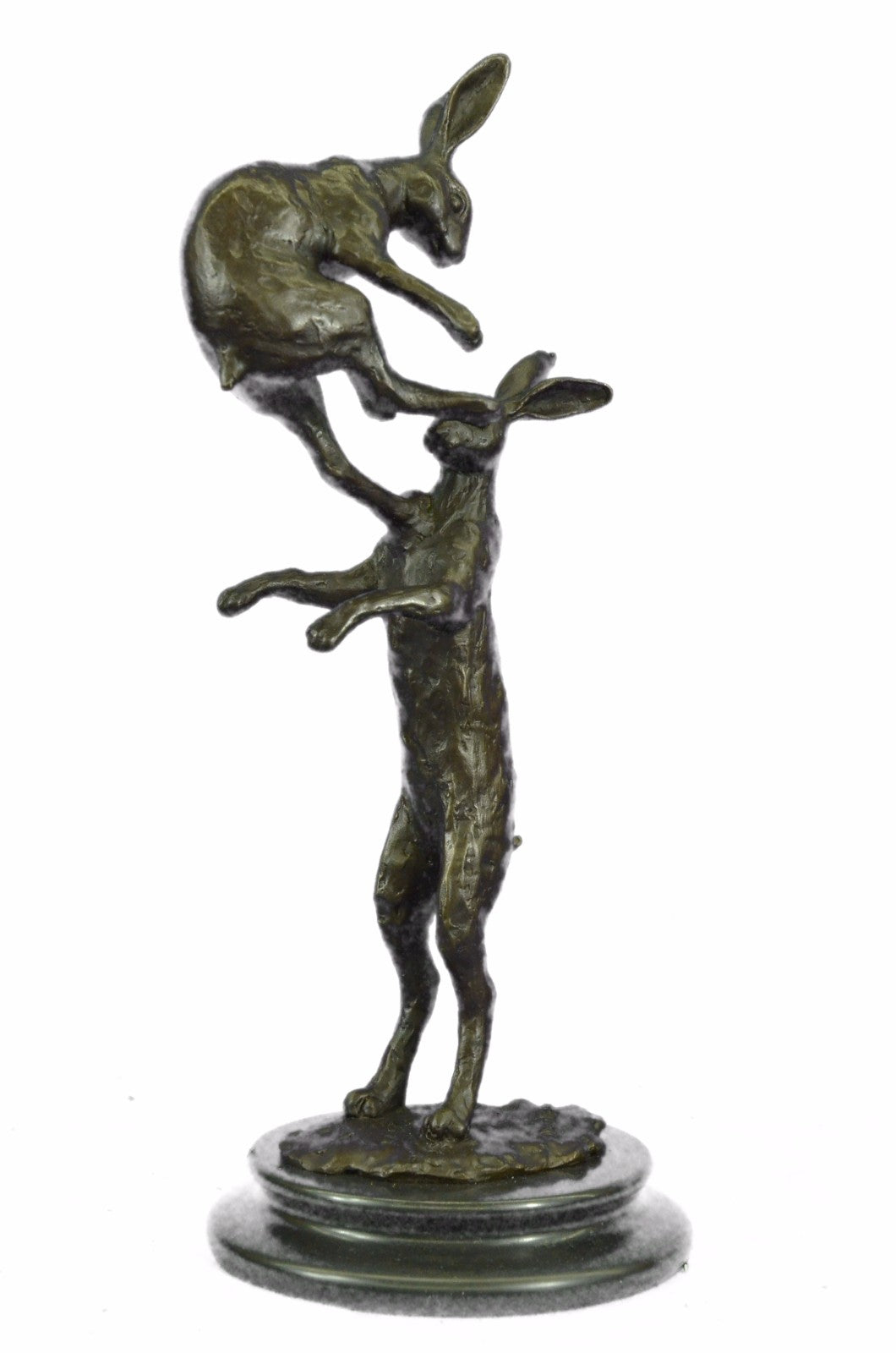 Art Deco Vienna Bronze Boxing Hares Sculpture Marble Base Figurine Figure Deal