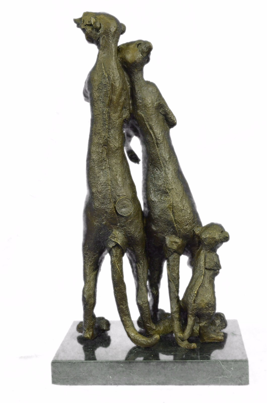 Art Deco Hand Made Mother and Father and Child Meerkat Bronze Sculpture Sale