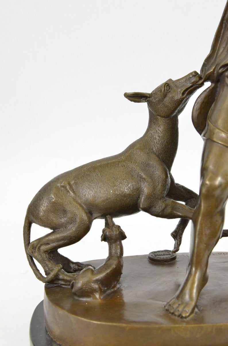 Handcrafted bronze sculpture SALE Dog His With Boy Vitaleh Aldo Original Rare *