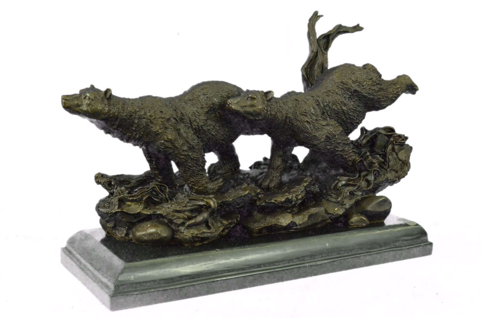 Bronze Statue two Bears. mother & baby bear Sculpture Hot Cast Figurine Figure