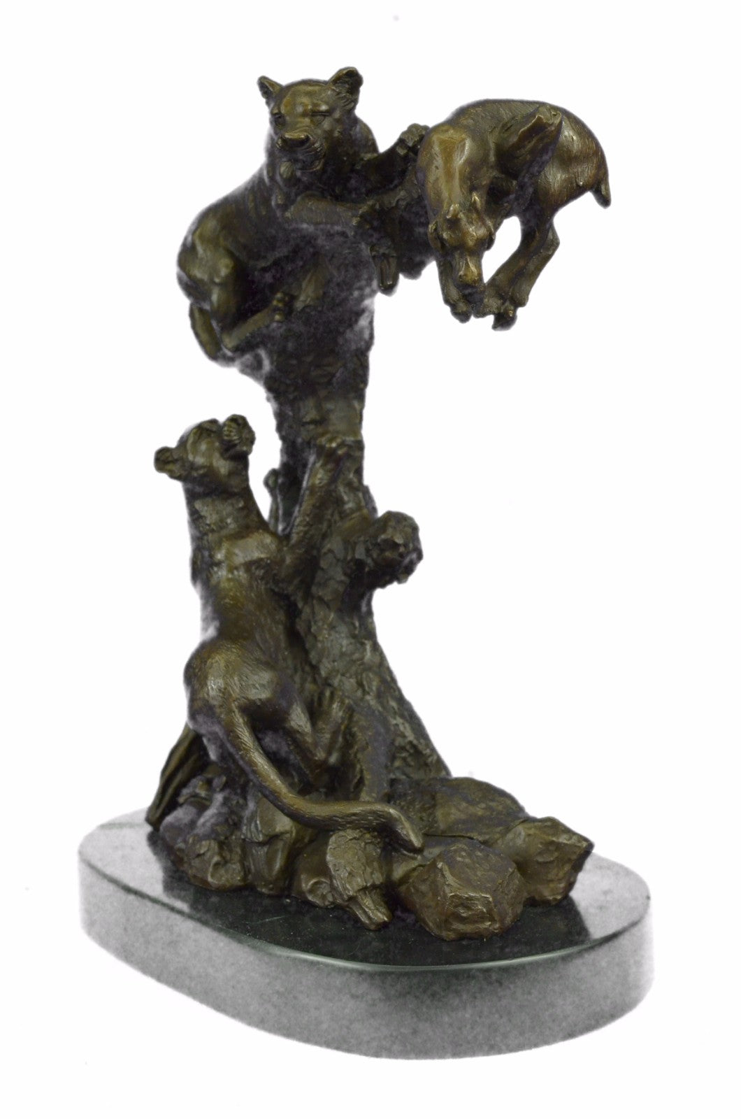 Art Deco Wildlife Bronze Sculpture Mountain Lion with Prey Bronze Sculpture Sale