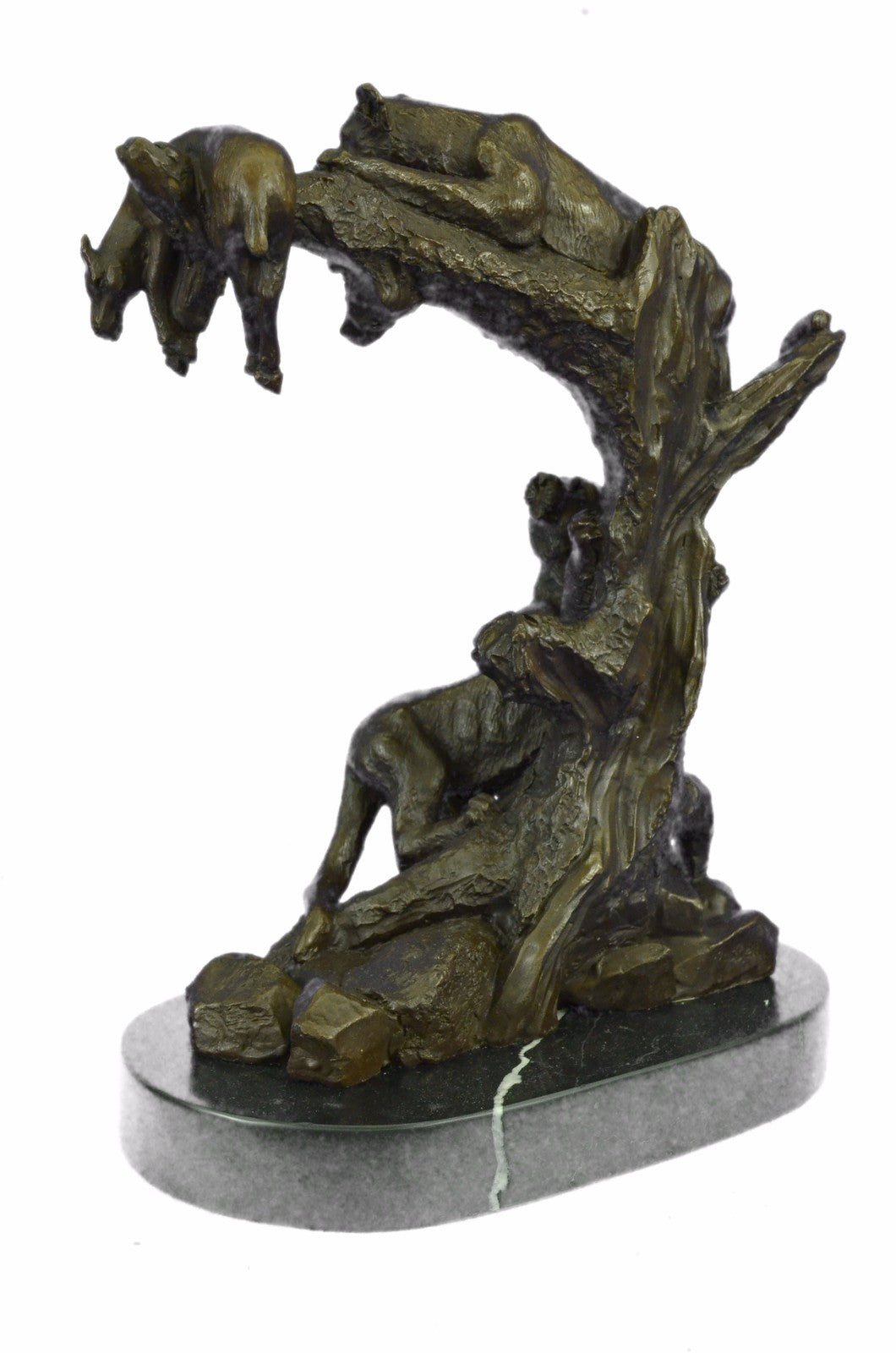 Art Deco Wildlife Bronze Sculpture Mountain Lion with Prey Bronze Sculpture Sale