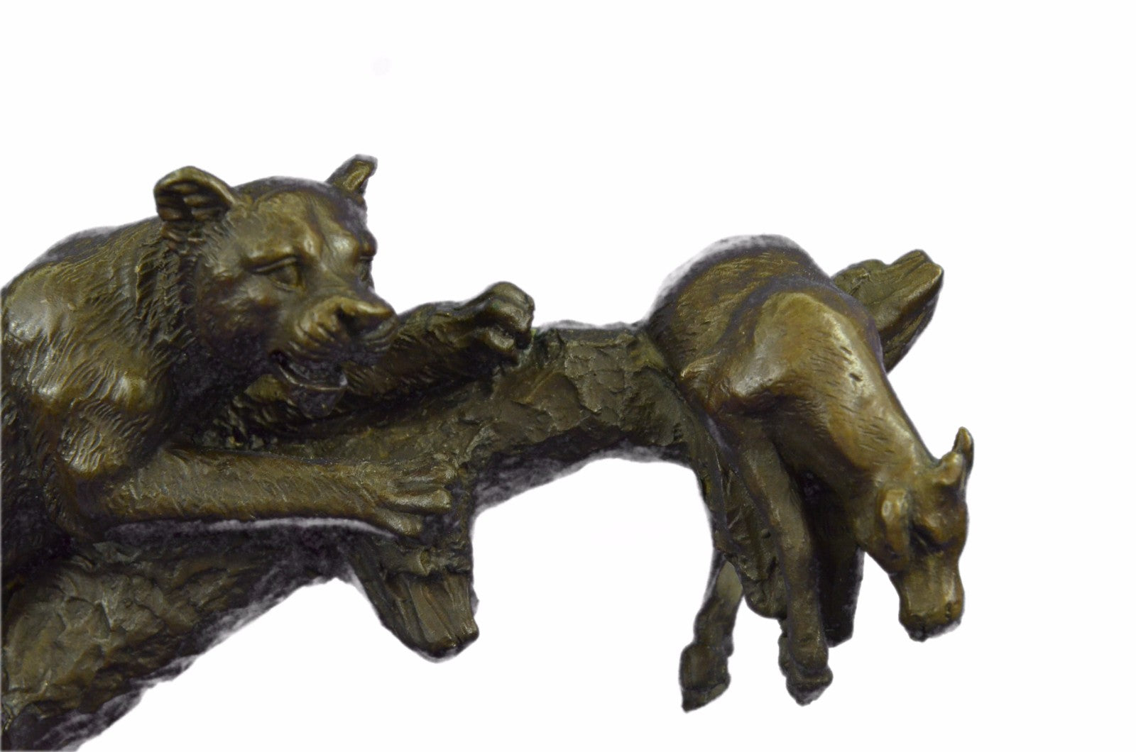 Art Deco Wildlife Bronze Sculpture Mountain Lion with Prey Bronze Sculpture Sale