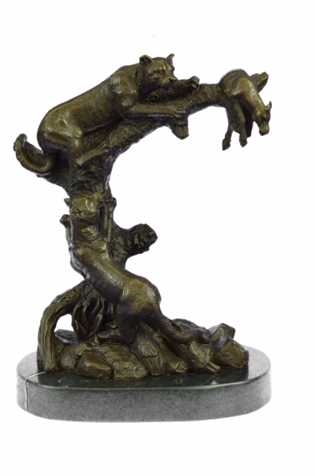 Art Deco Wildlife Bronze Sculpture Mountain Lion with Prey Bronze Sculpture Sale