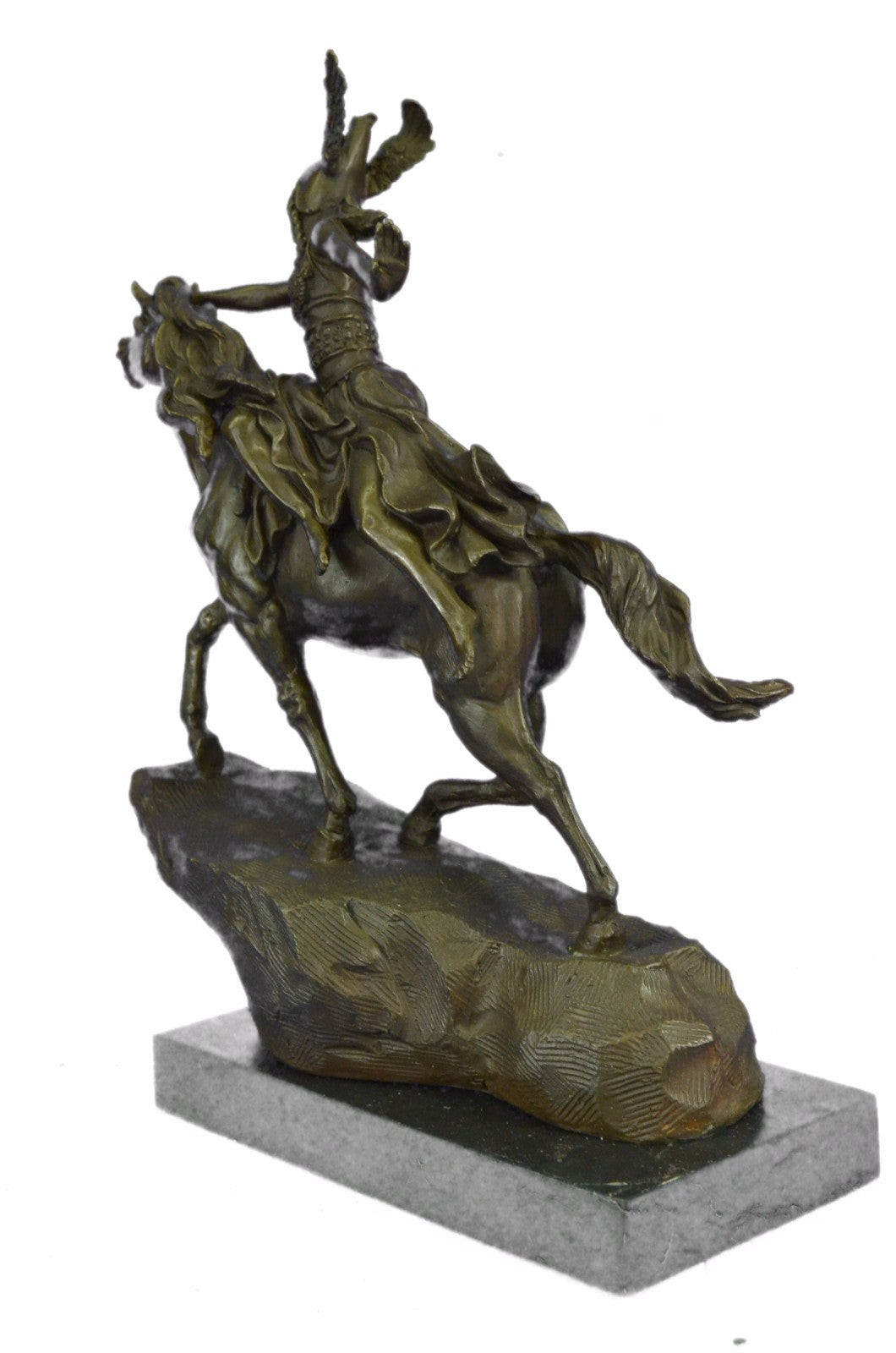 Signed A. Leonard Hand Made Collectible Female Amazon on Horse Bronze Statue