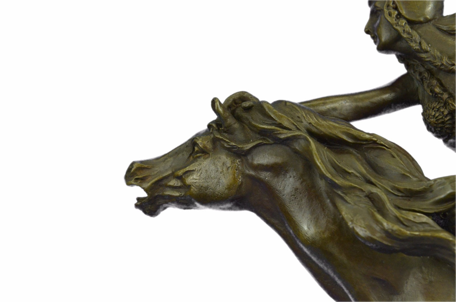 Signed A. Leonard Hand Made Collectible Female Amazon on Horse Bronze Statue