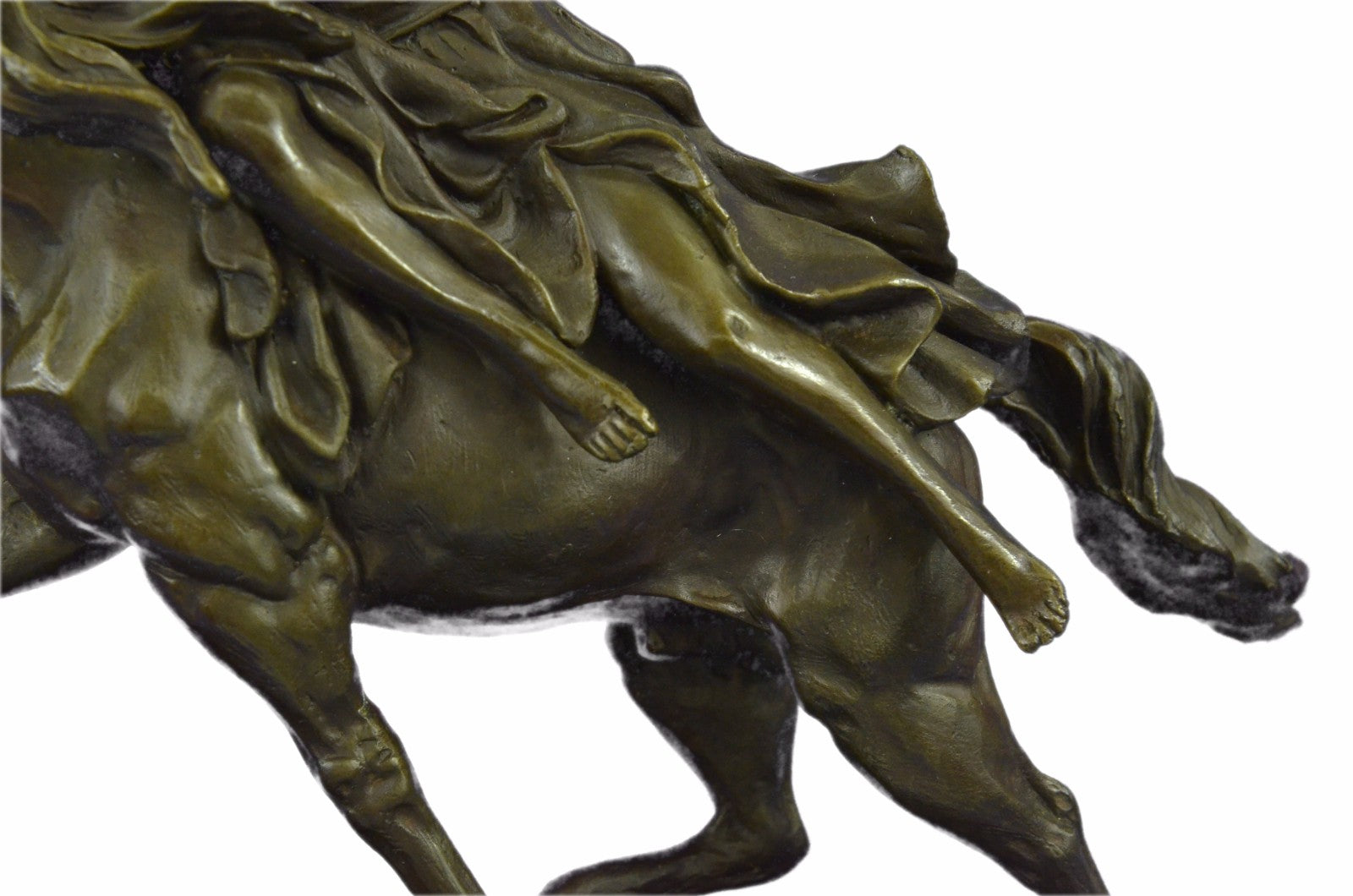 Signed A. Leonard Hand Made Collectible Female Amazon on Horse Bronze Statue