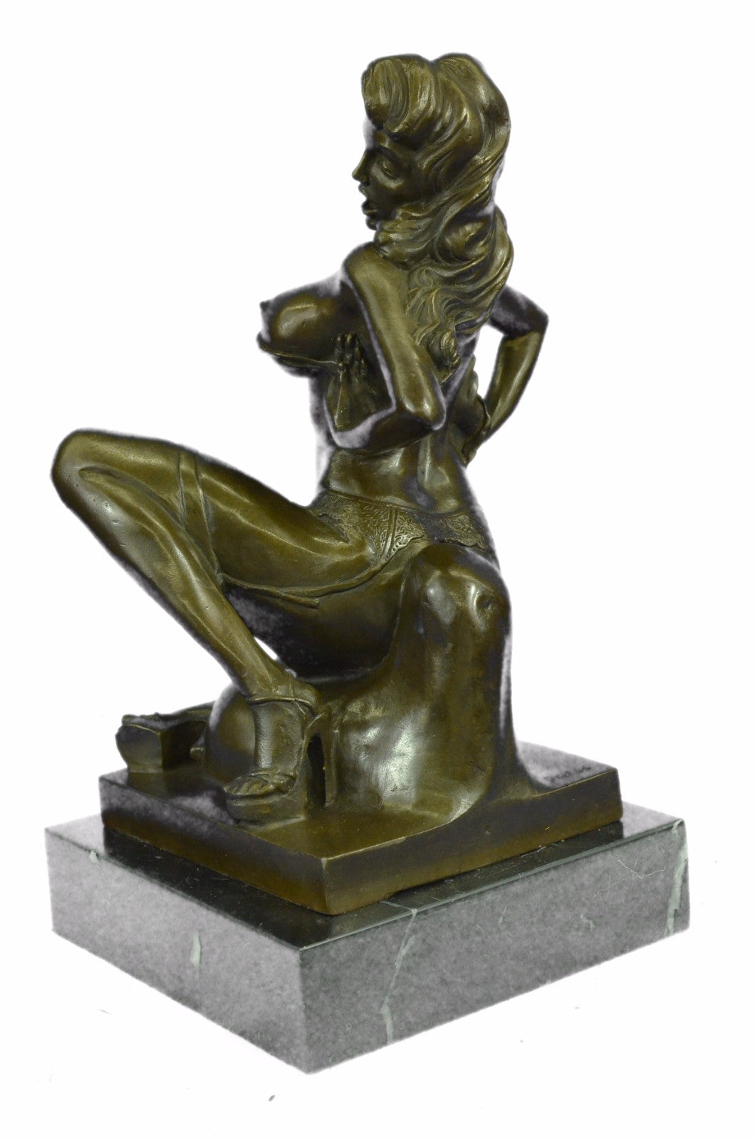 Nude Female with Extra Large Breast Bronze Sculpture Hand Made Figurin