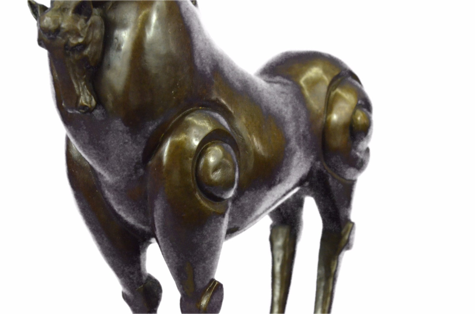 Bronze Sculpture Chinese Tang Horse with Beige Marble Base Statue Home Decor