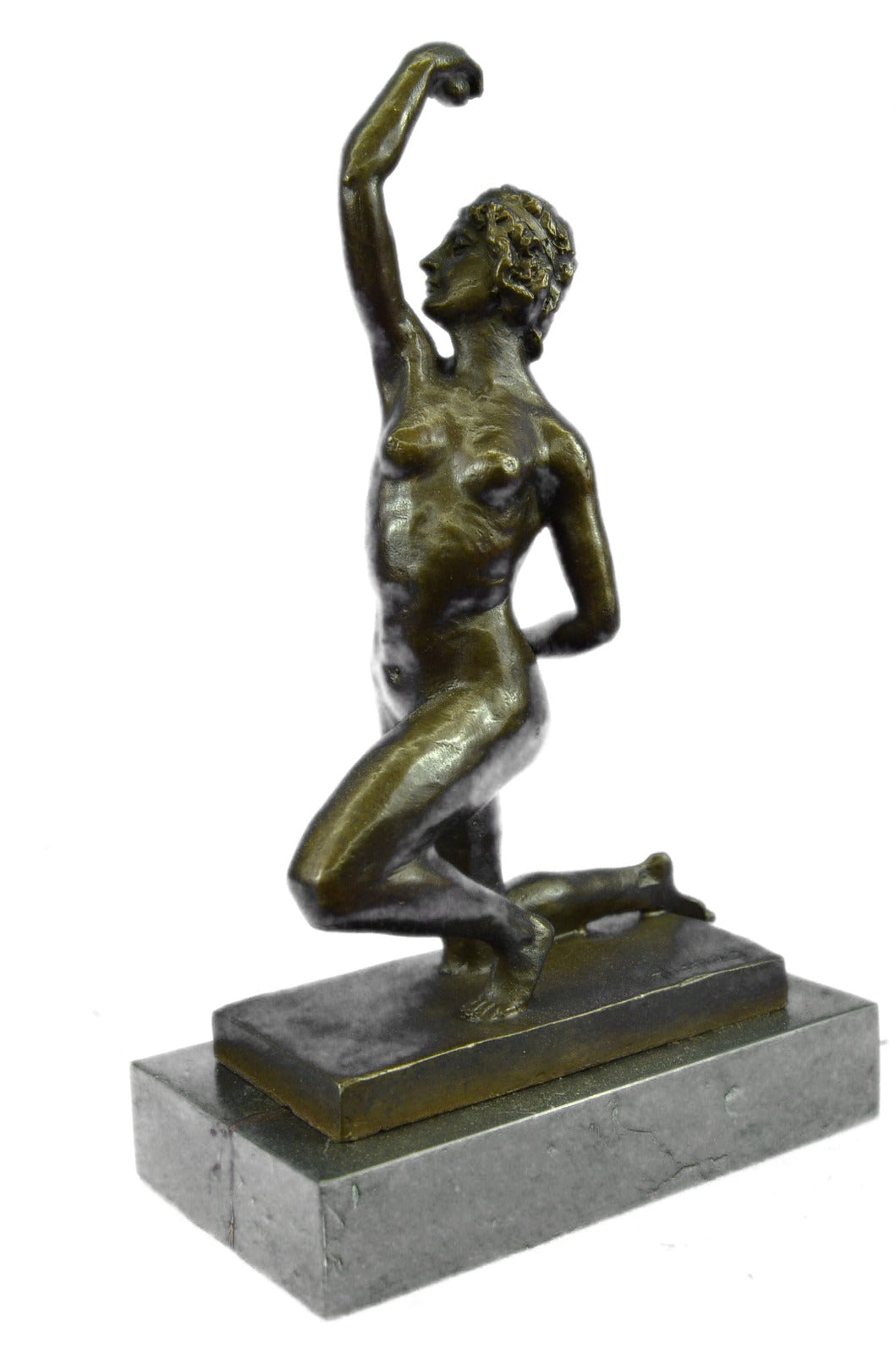 Discus Thrower Nude Statue Bronze Sculpture Roman Female Figurine Art Decor Sale