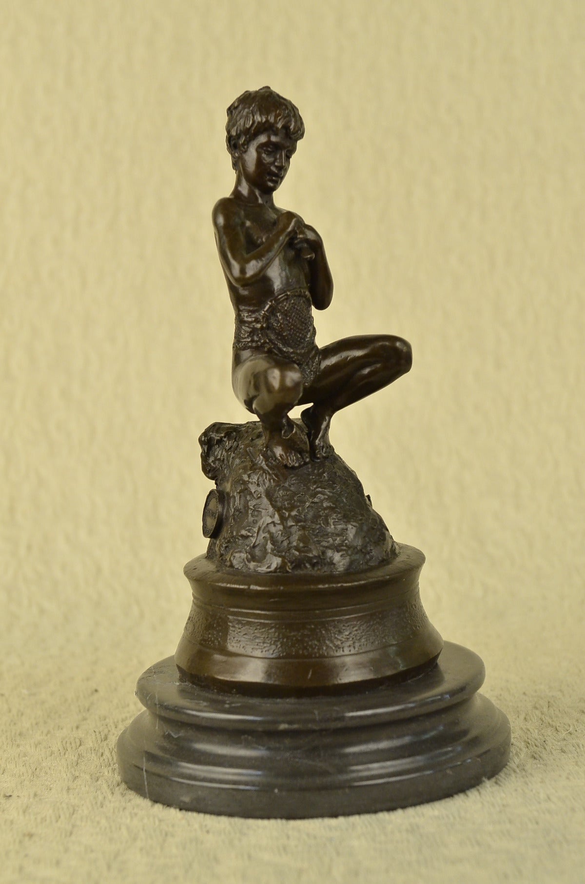 ART DECOR BRONZE NUDE male YOUNG BOY SCULPTURE Signed FIGURINE STATUE FIGURE