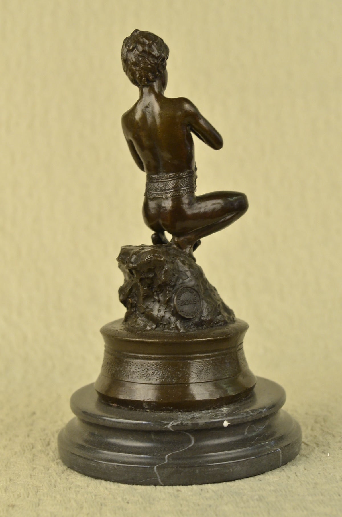 ART DECOR BRONZE NUDE male YOUNG BOY SCULPTURE Signed FIGURINE STATUE FIGURE