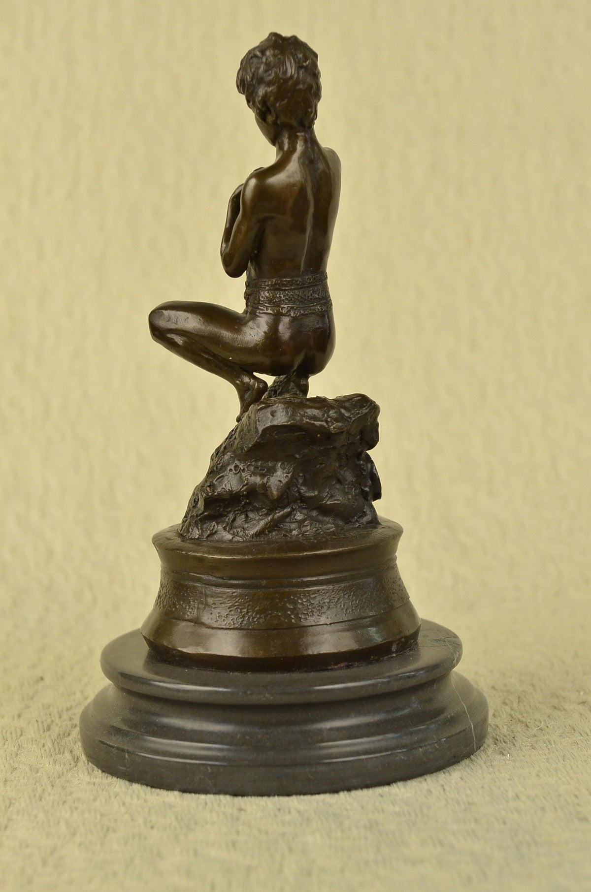 ART DECOR BRONZE NUDE male YOUNG BOY SCULPTURE Signed FIGURINE STATUE FIGURE