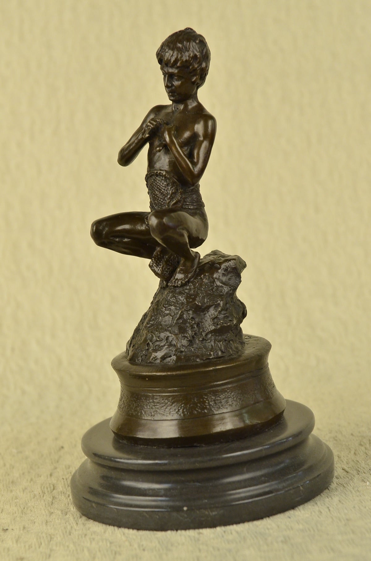 ART DECOR BRONZE NUDE male YOUNG BOY SCULPTURE Signed FIGURINE STATUE FIGURE