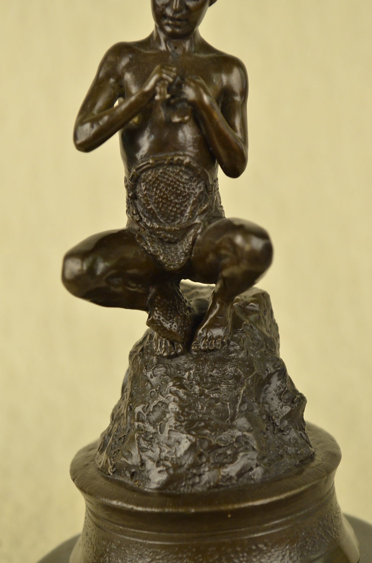 ART DECOR BRONZE NUDE male YOUNG BOY SCULPTURE Signed FIGURINE STATUE FIGURE