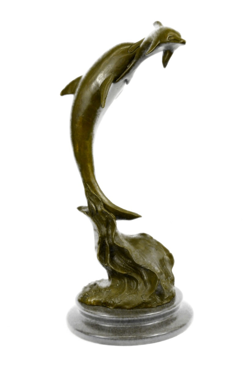 Art Deco two Dolphin Hand Made by Lost Wax Hot Cast Museum Quality Artwork