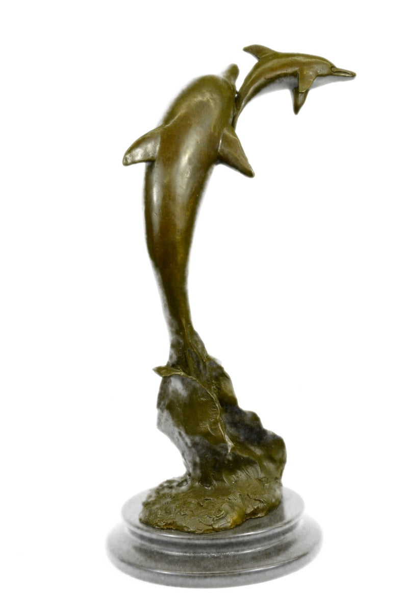 Art Deco two Dolphin Hand Made by Lost Wax Hot Cast Museum Quality Artwork