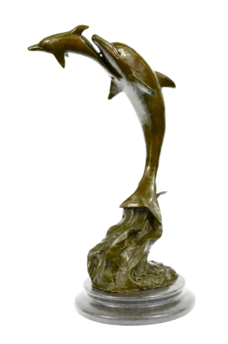 Art Deco two Dolphin Hand Made by Lost Wax Hot Cast Museum Quality Artwork