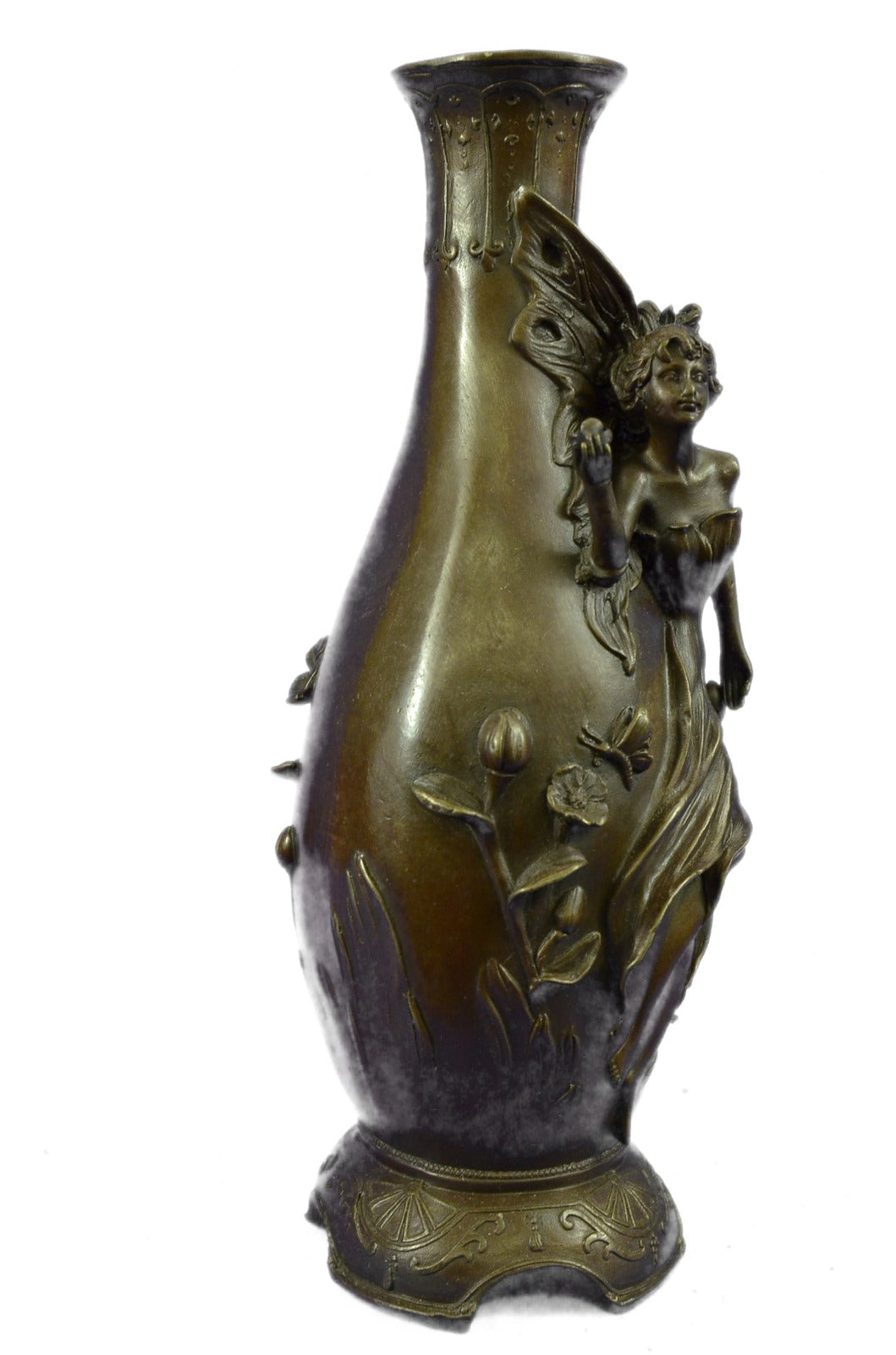 Art Deco Hot Cast fairy Vase Museum Quality Bronze Sculpture Statue Figurine