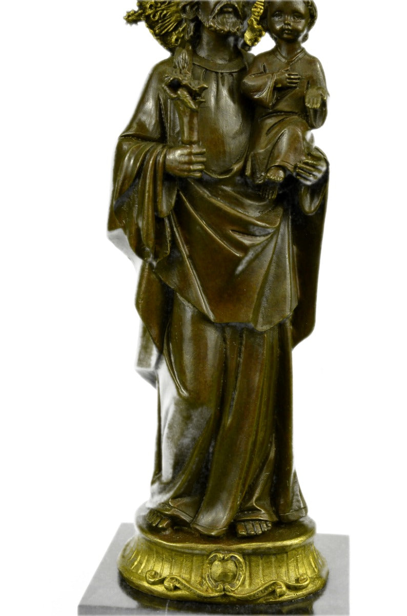 Religious Saint Joseph  Jesus Father & Child BIG Beautiful Ornate Bronze Hotcast