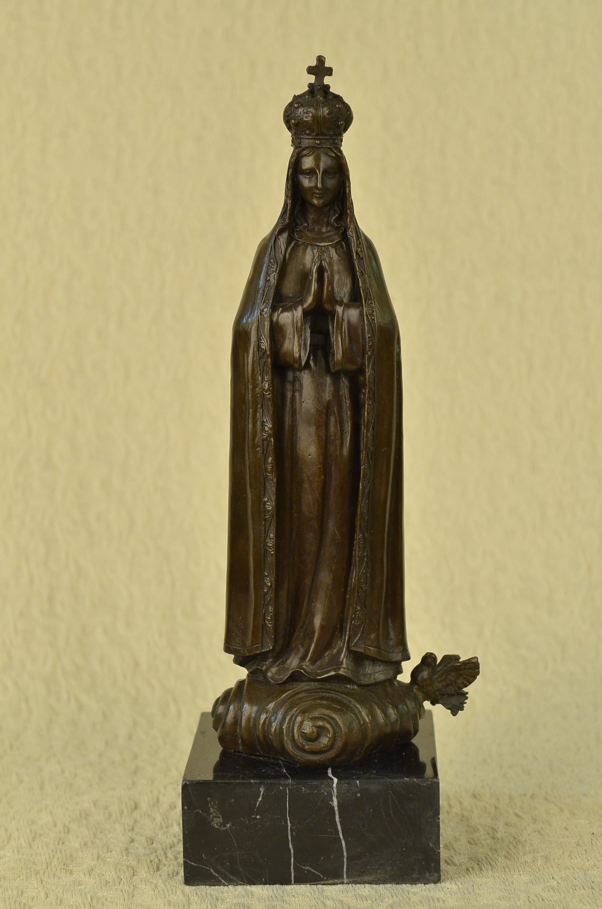 Virgin Mary Blessed Mother Metal Crown Religious Statuary Bronze Statue