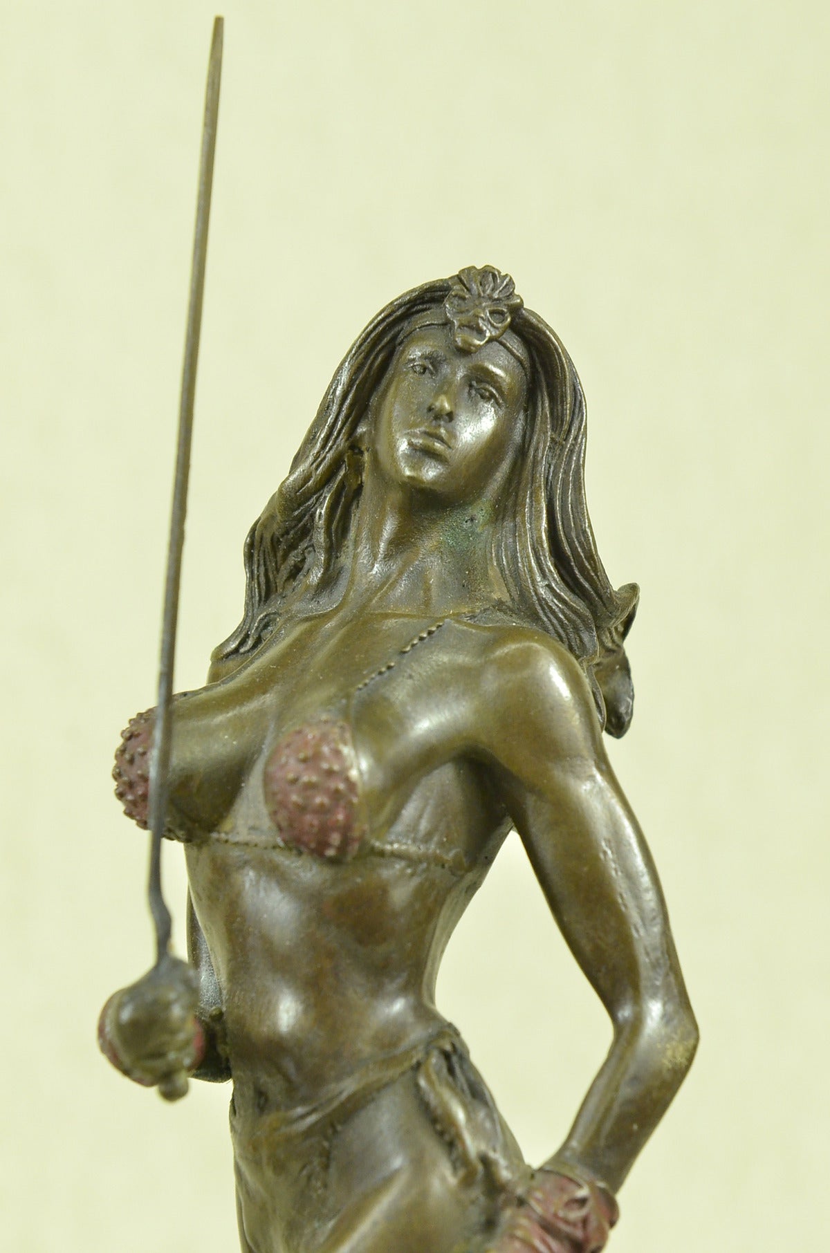 Art Decor Signed Vitaleh Female Amazon Warrior Bronze Sculpture Hot cast Figure