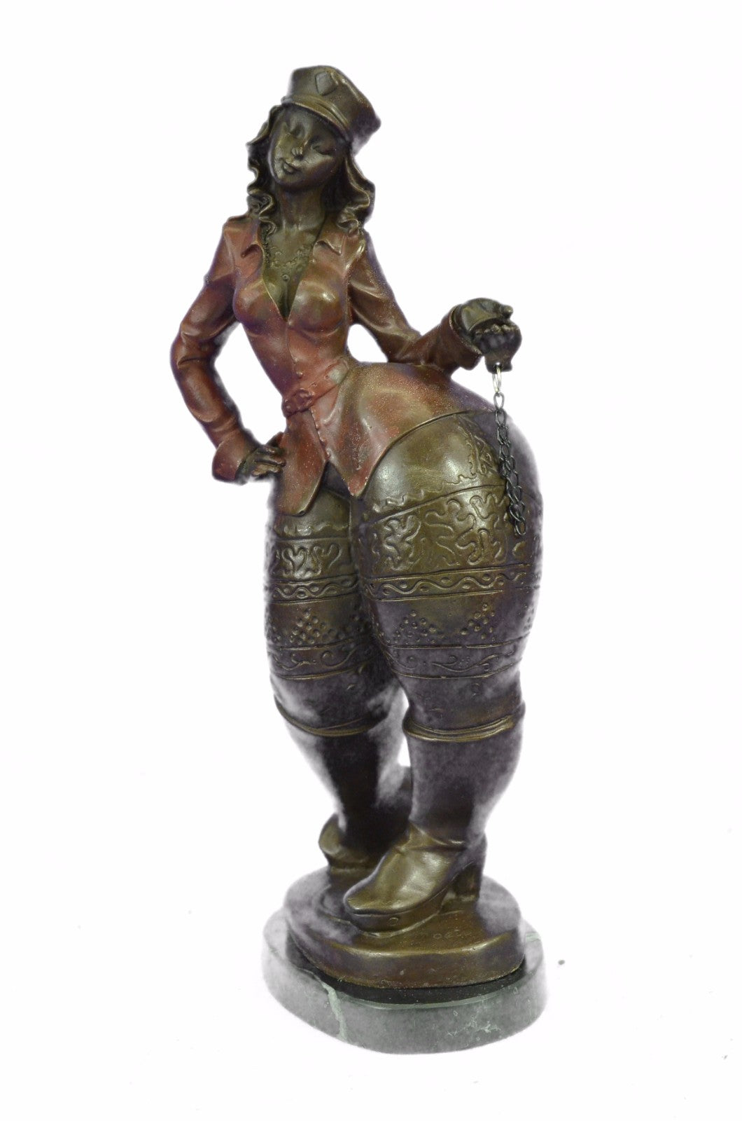 Handcrafted Botero Style Signed Original Cubby Woman Bronze Sculpture Stature