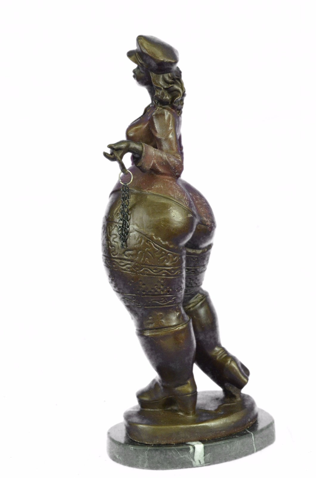 Handcrafted Botero Style Signed Original Cubby Woman Bronze Sculpture Stature