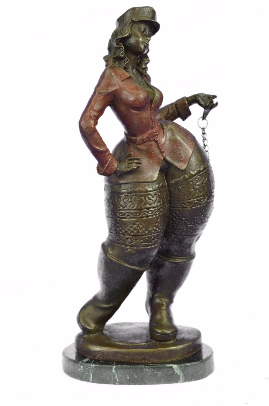 Handcrafted Botero Style Signed Original Cubby Woman Bronze Sculpture Stature