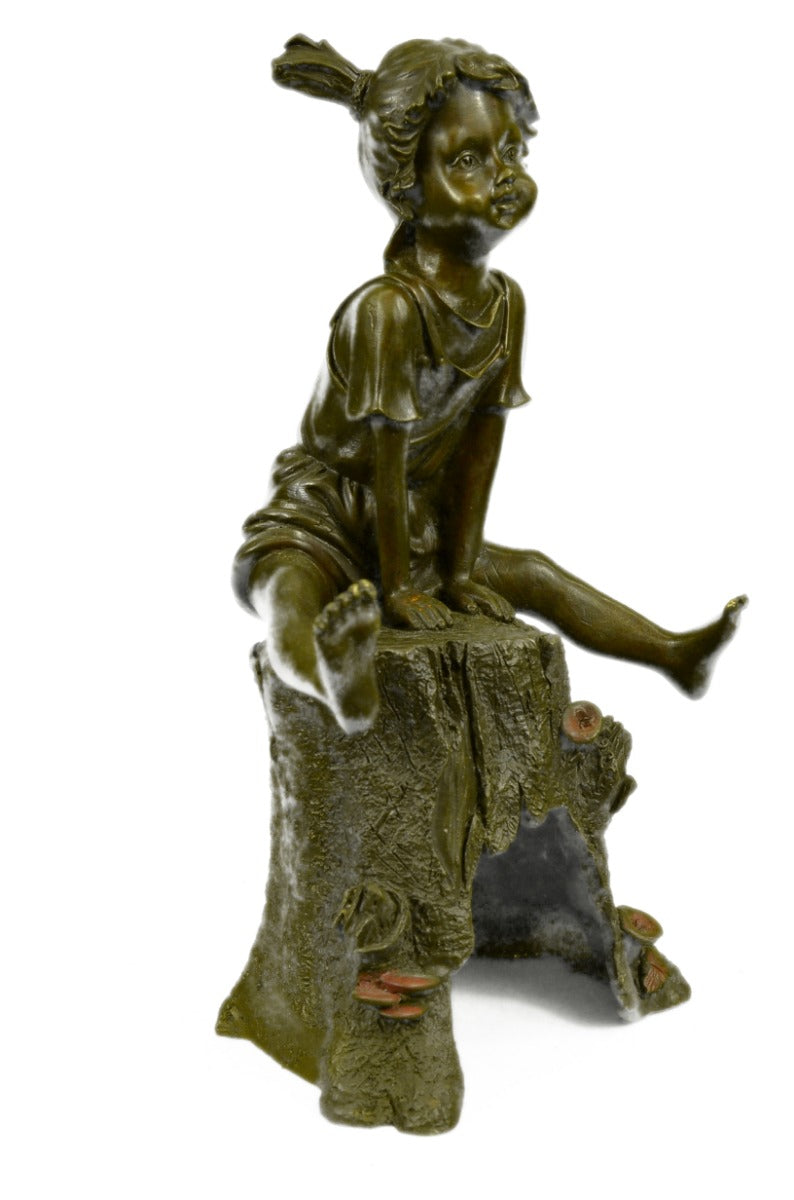 Art Deco Sweet Little Girl at Play Bronze Sculpture Classic Figural Artwork