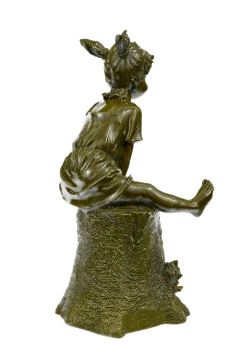 Art Deco Sweet Little Girl at Play Bronze Sculpture Classic Figural Artwork