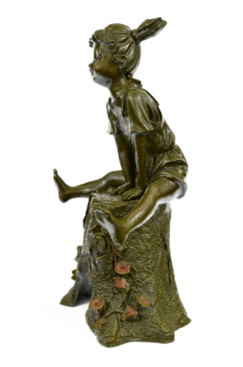 Art Deco Sweet Little Girl at Play Bronze Sculpture Classic Figural Artwork