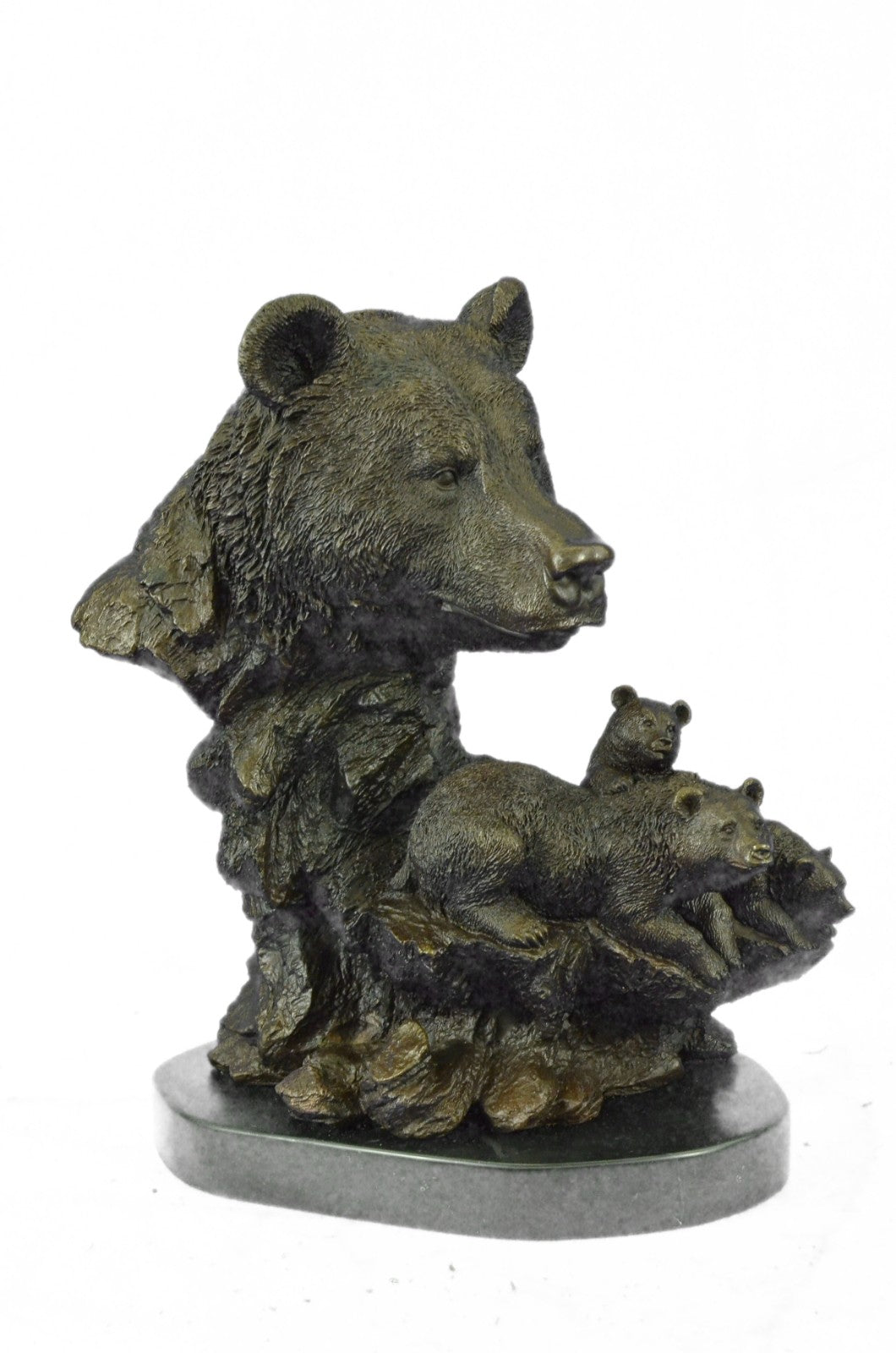 Handcrafted bronze sculpture SALE Art Wildlife Family Bear Black Kodiak