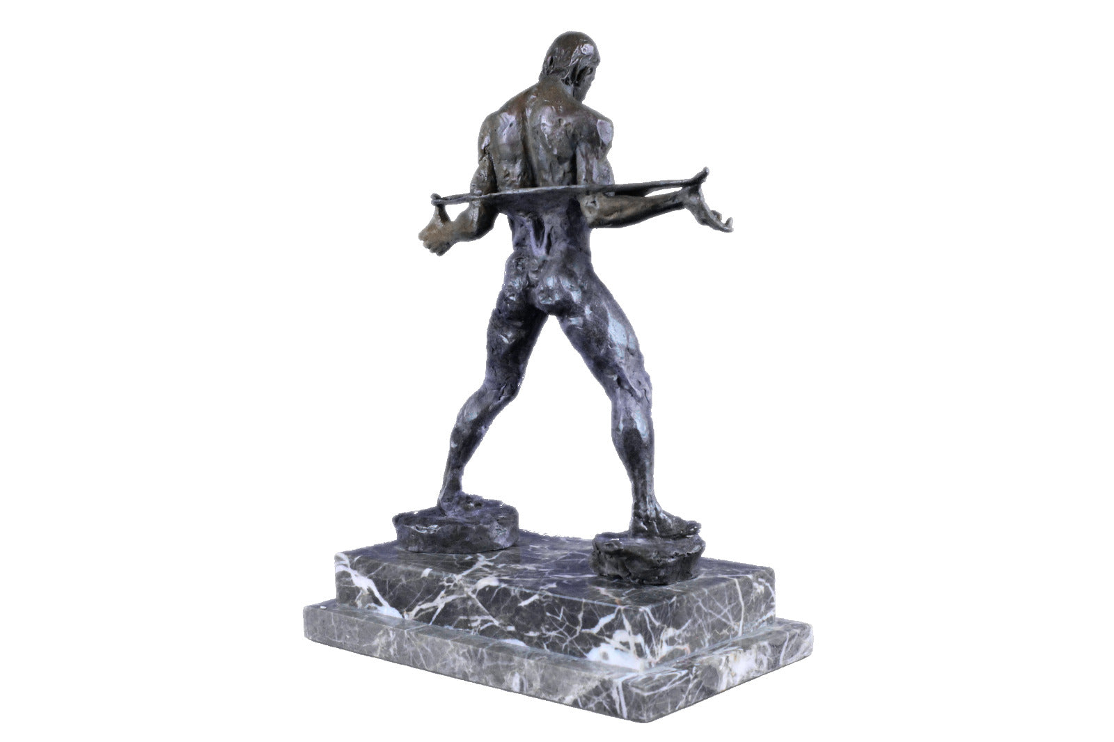 Original Body Builder Trophy Bronze Sculpture Marble Base Figurine Figure Decor