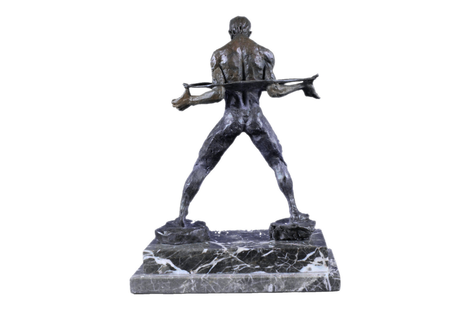 Original Body Builder Trophy Bronze Sculpture Marble Base Figurine Figure Decor