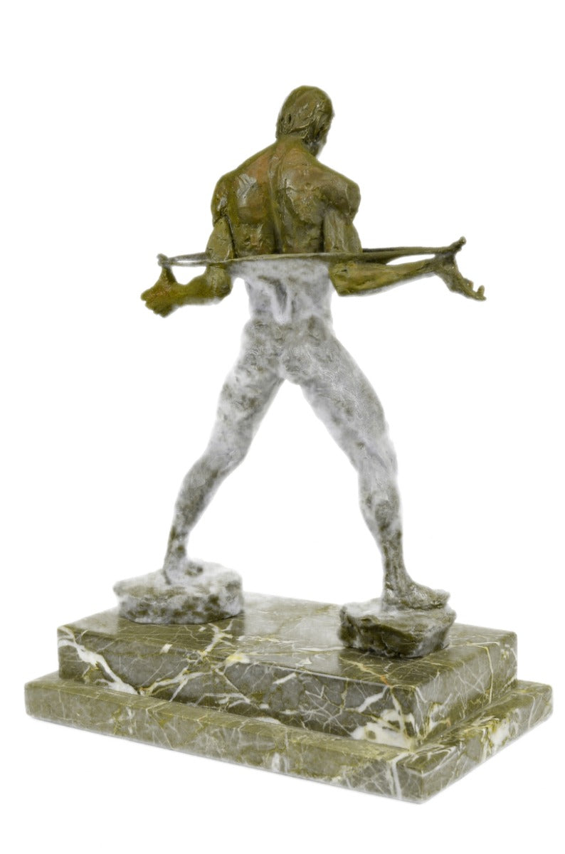 Original Body Builder Trophy Bronze Sculpture Marble Base Figurine Figure Decor