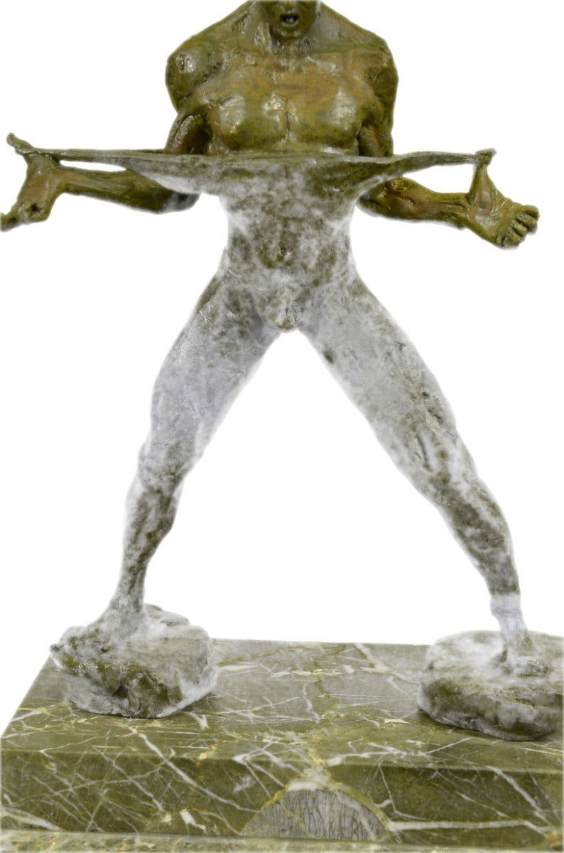 Original Body Builder Trophy Bronze Sculpture Marble Base Figurine Figure Decor