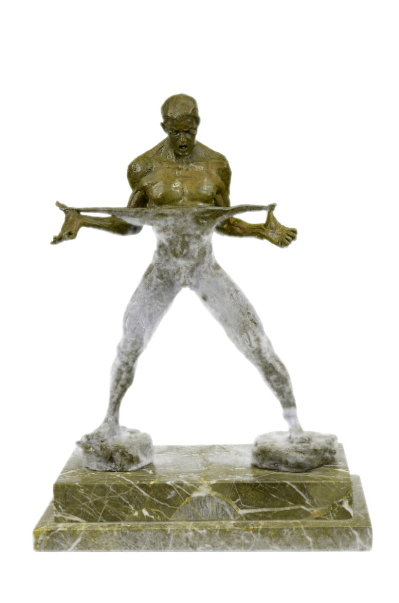 Original Body Builder Trophy Bronze Sculpture Marble Base Figurine Figure Decor