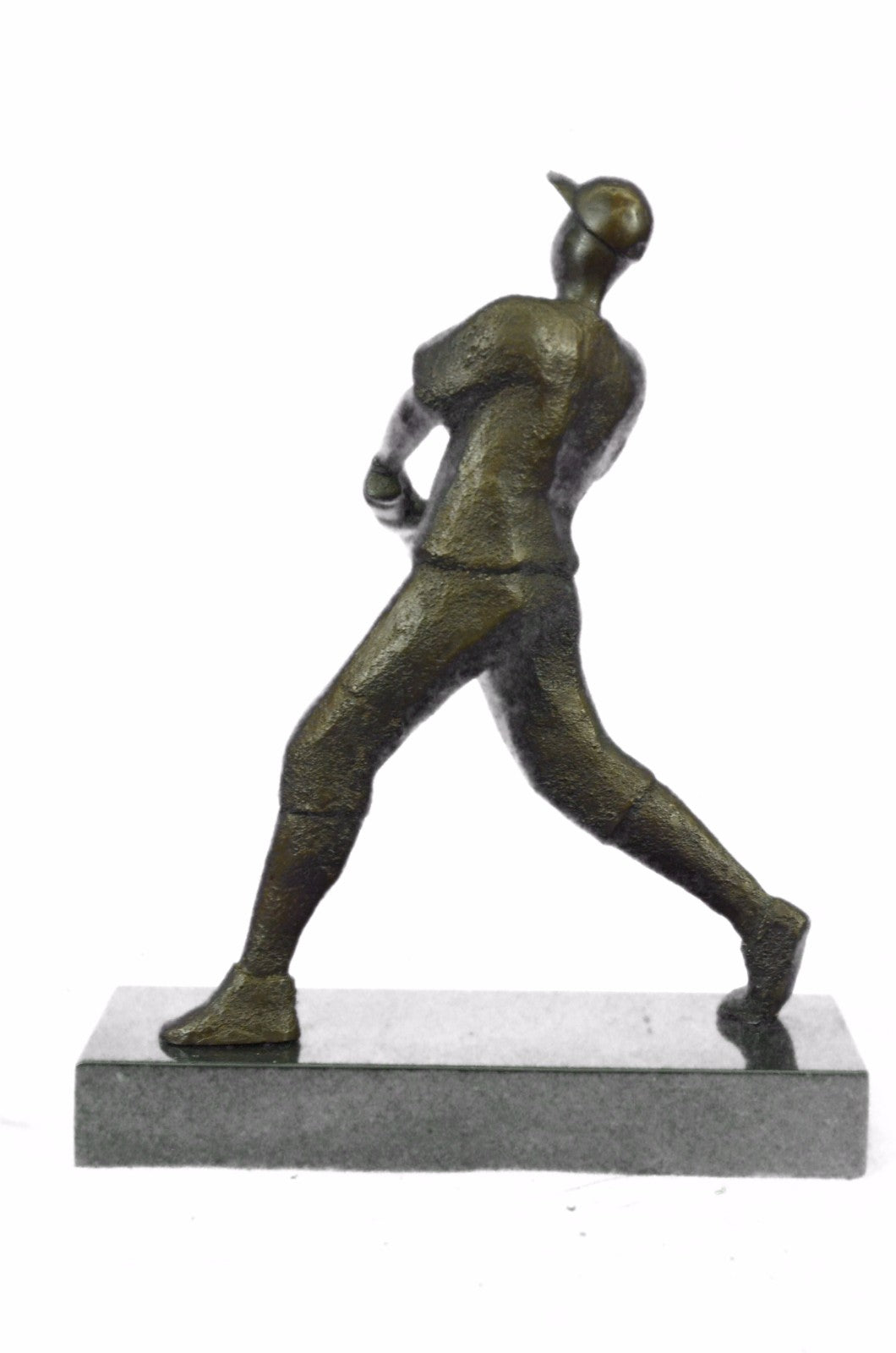 Bronze Vintage BASEBALL Batter Figural Statue Sculpture Black Marble Square Base