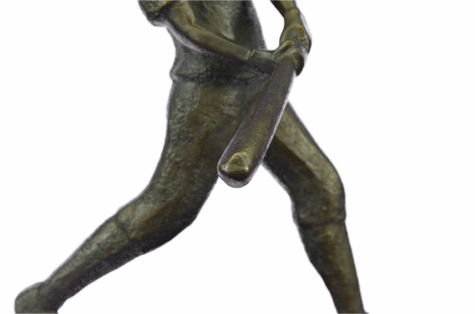 Bronze Vintage BASEBALL Batter Figural Statue Sculpture Black Marble Square Base