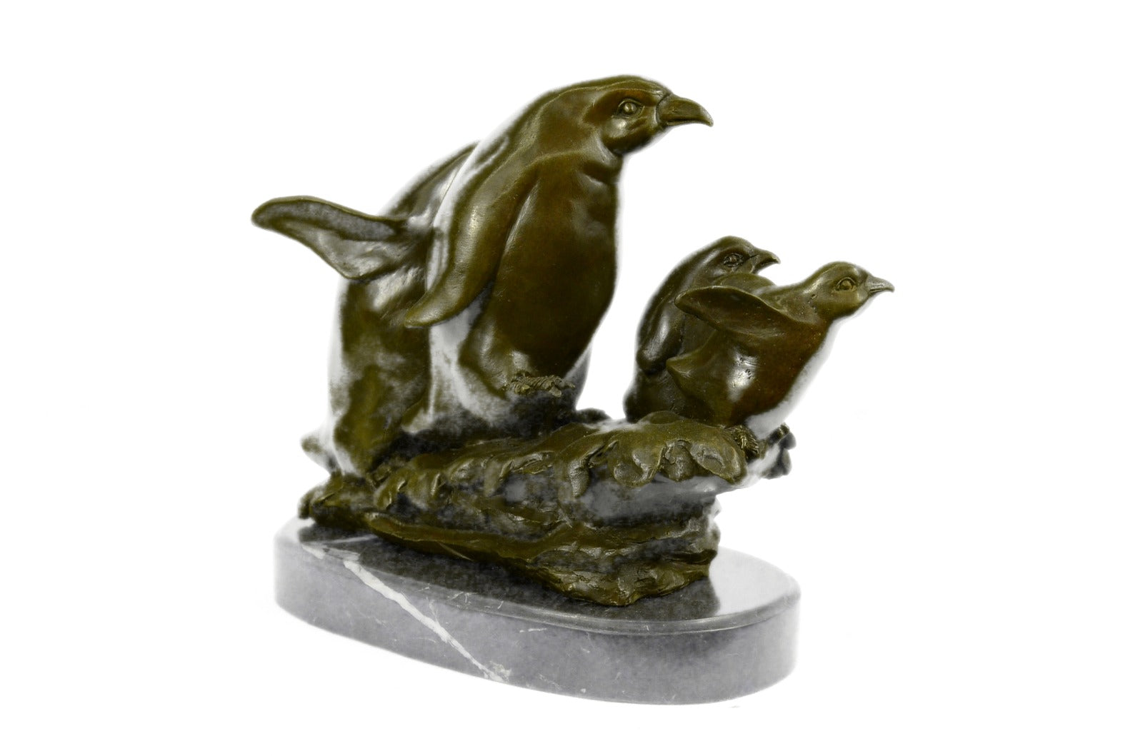 Handcrafted Penguin Family Bird Bronze Sculpture Home Office Home Decoration Art