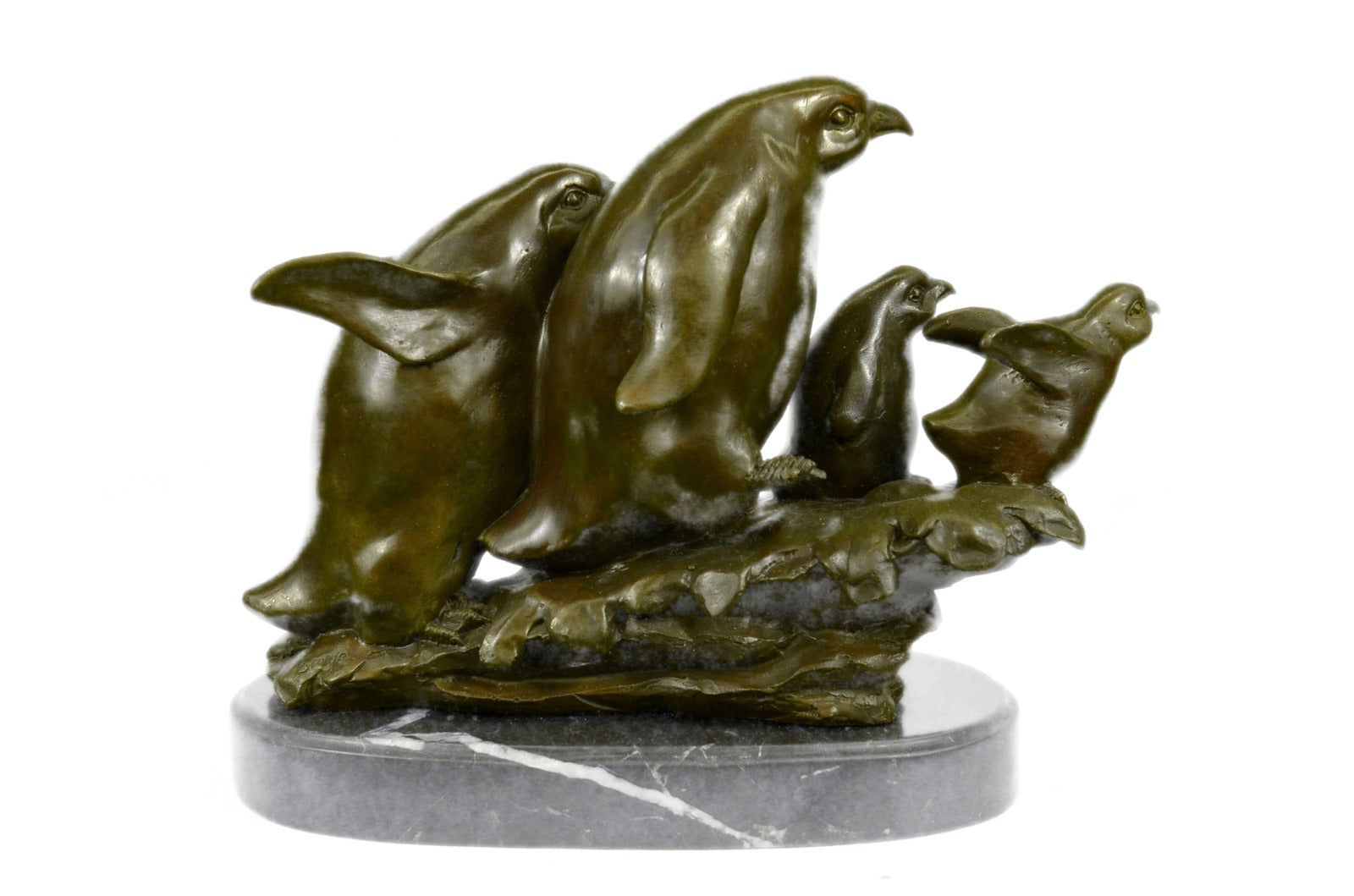 Handcrafted Penguin Family Bird Bronze Sculpture Home Office Home Decoration Art