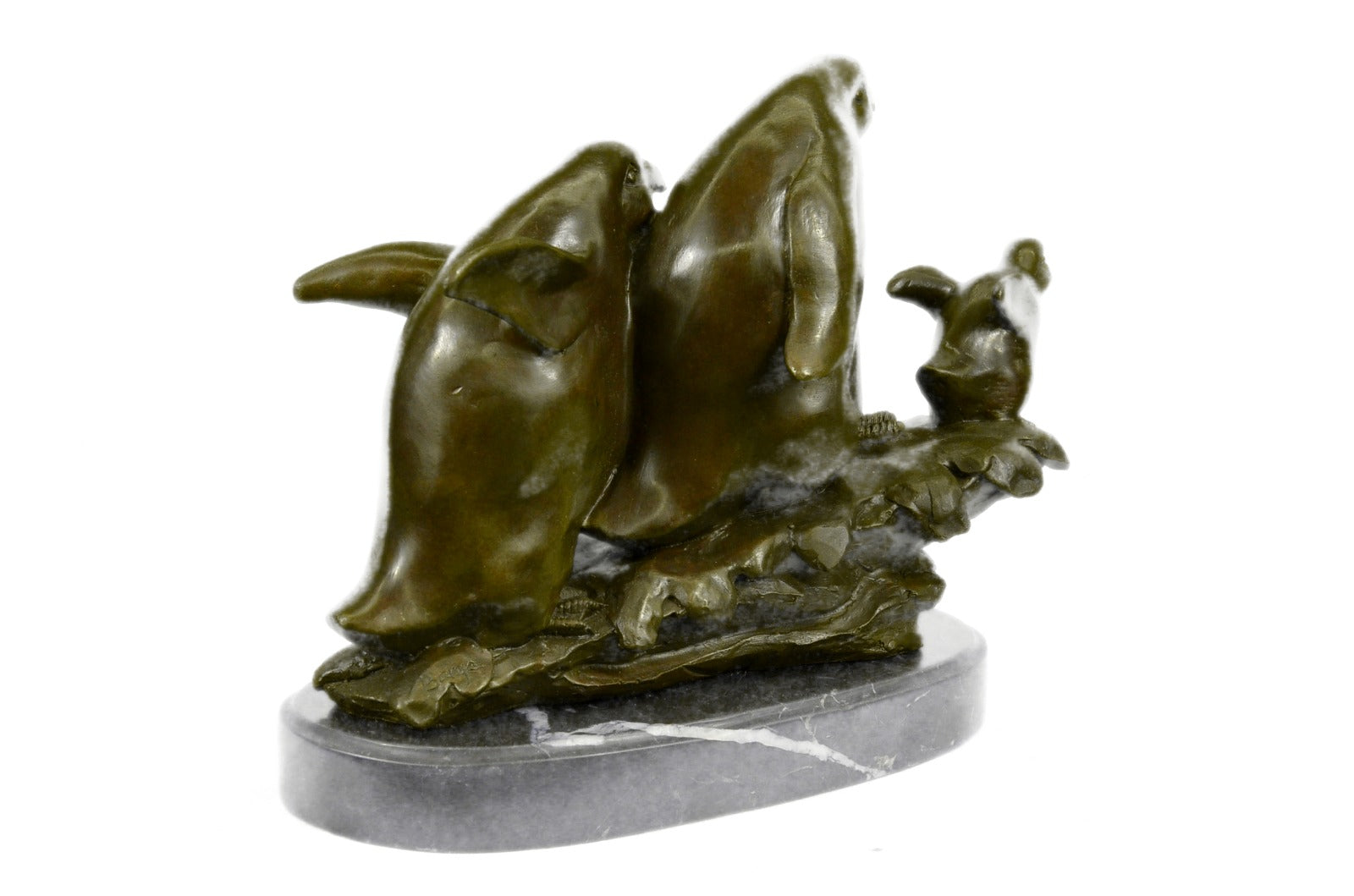 Handcrafted Penguin Family Bird Bronze Sculpture Home Office Home Decoration Art