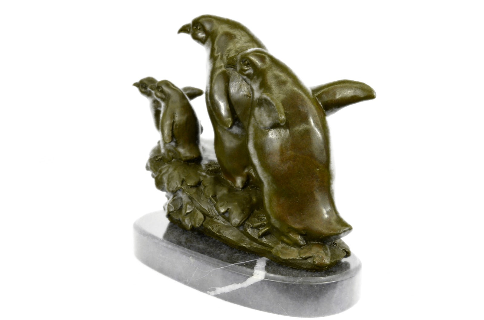 Handcrafted Penguin Family Bird Bronze Sculpture Home Office Home Decoration Art