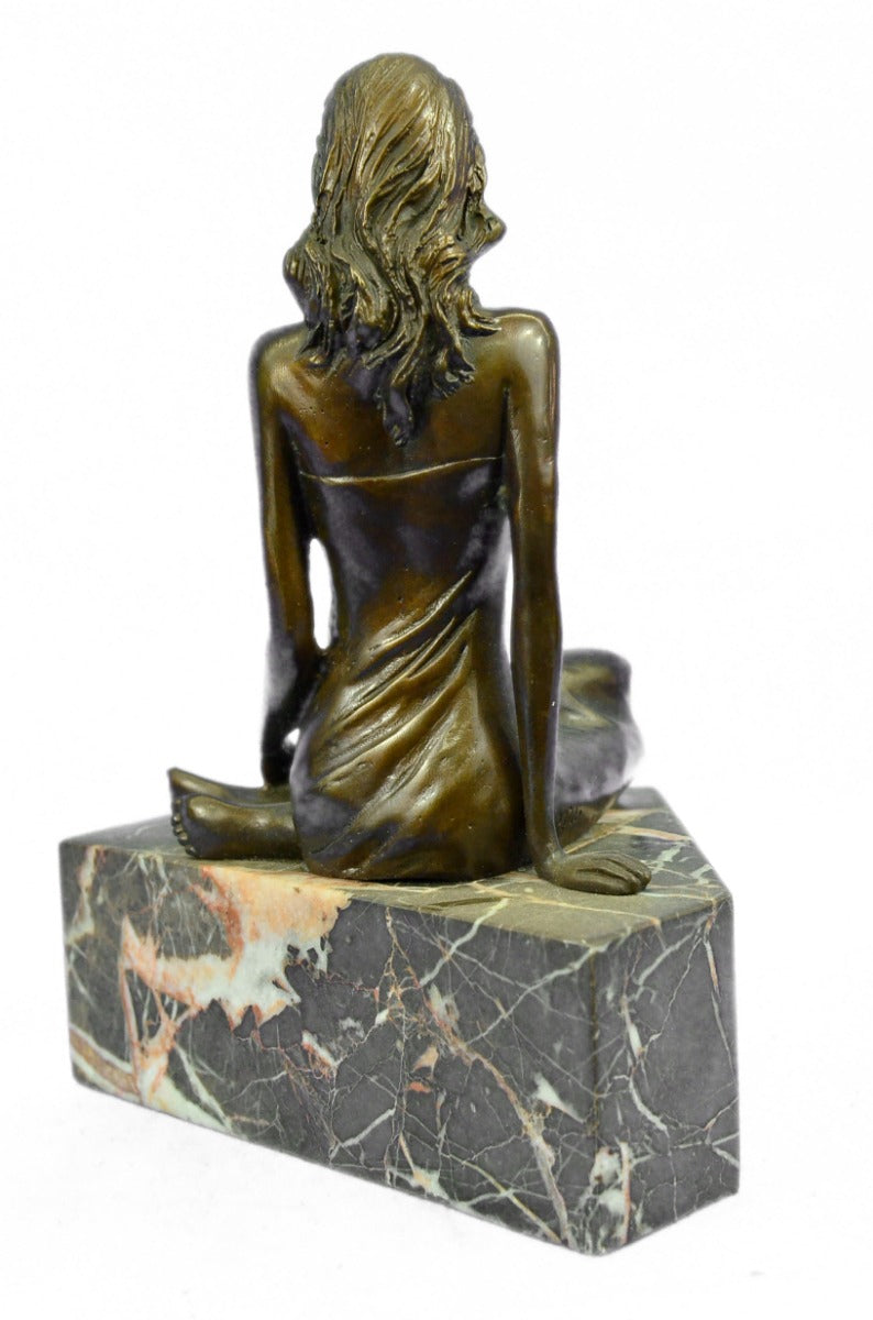 Sexy Woman Large Bronze Sculpture Bookend Book End Nouveau Figurine Hot Cast