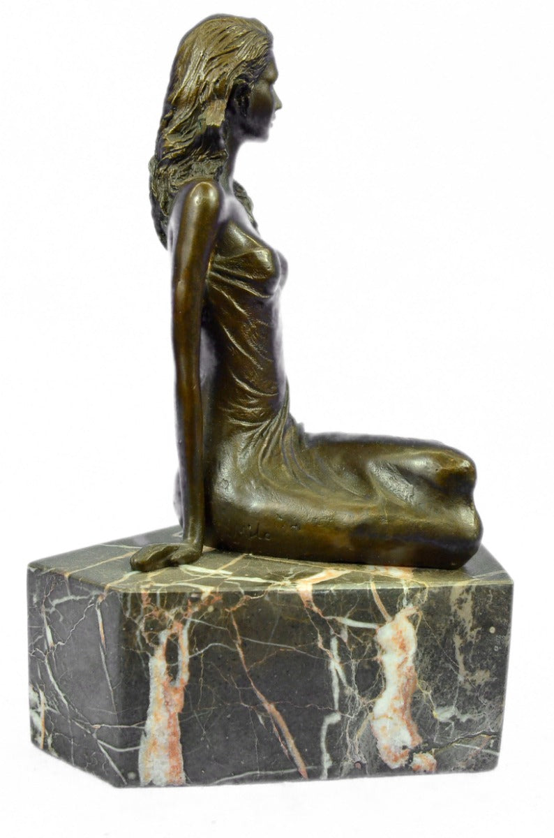 Sexy Woman Large Bronze Sculpture Bookend Book End Nouveau Figurine Hot Cast