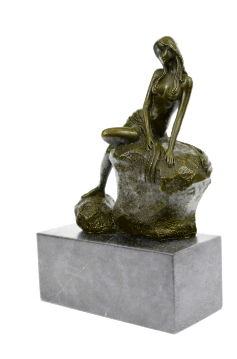 Erotic Sensual Nude Female Woman Signed Bronze Marble Statue Sculpture Sexy Deco