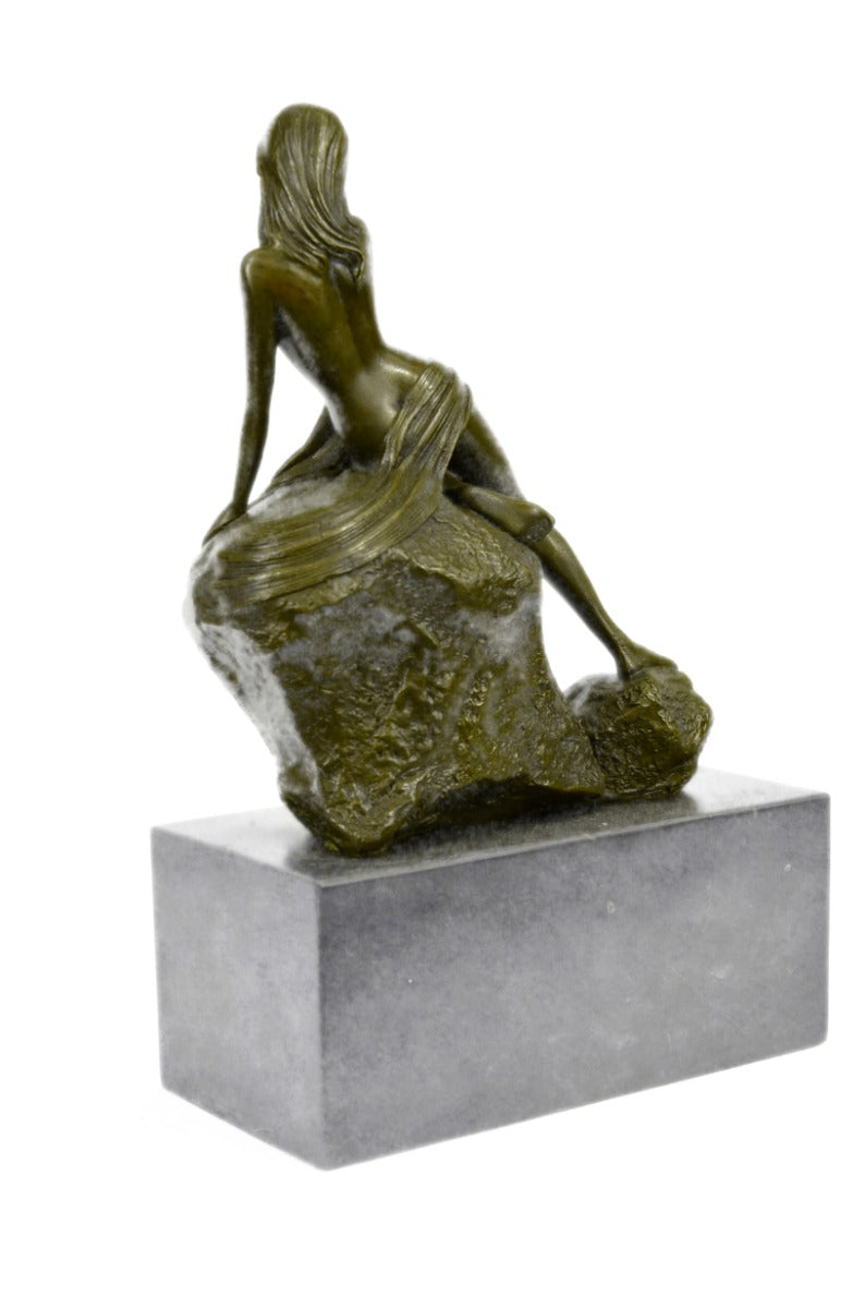 Erotic Sensual Nude Female Woman Signed Bronze Marble Statue Sculpture Sexy Deco