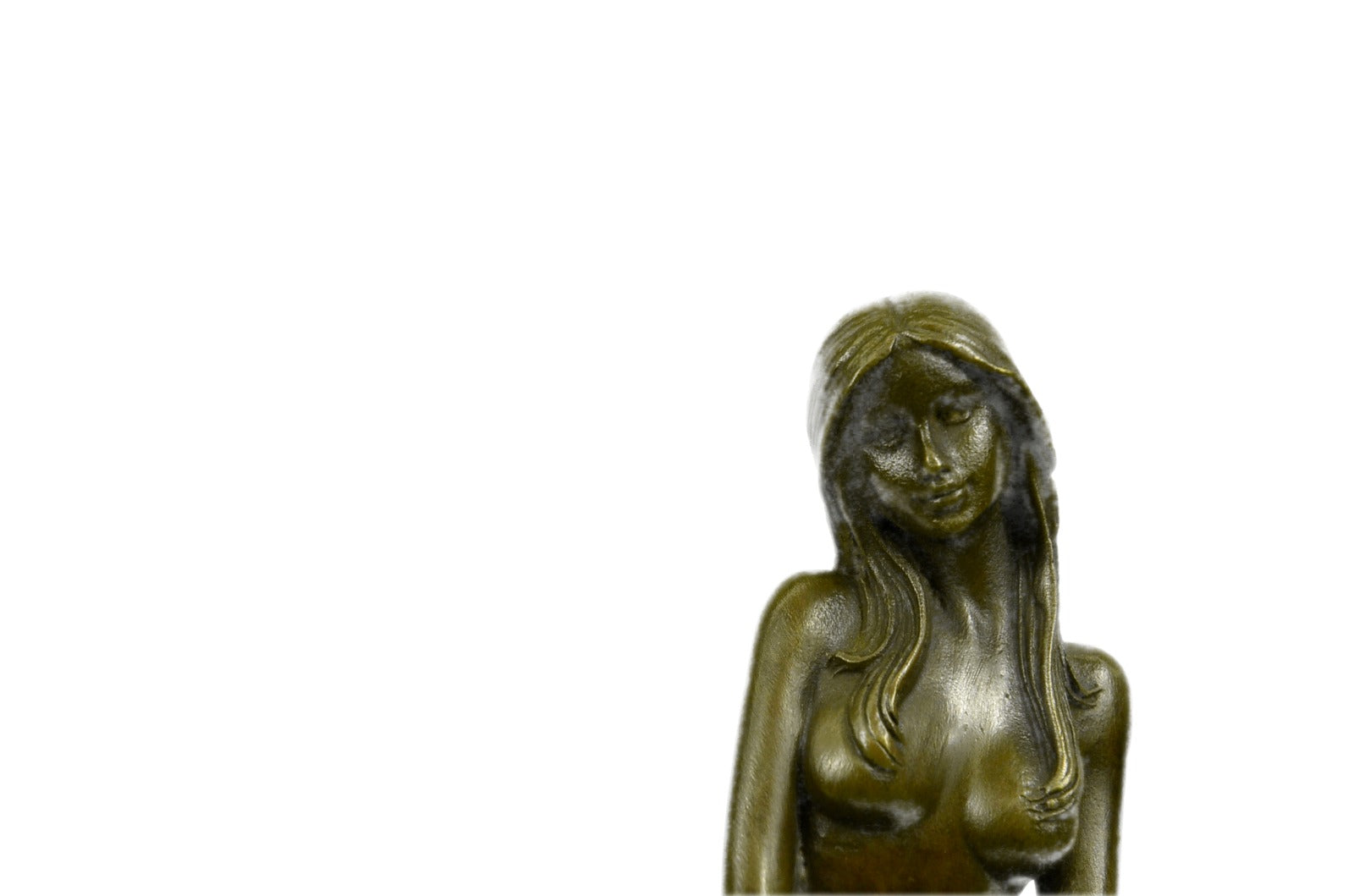 Erotic Sensual Nude Female Woman Signed Bronze Marble Statue Sculpture Sexy Deco